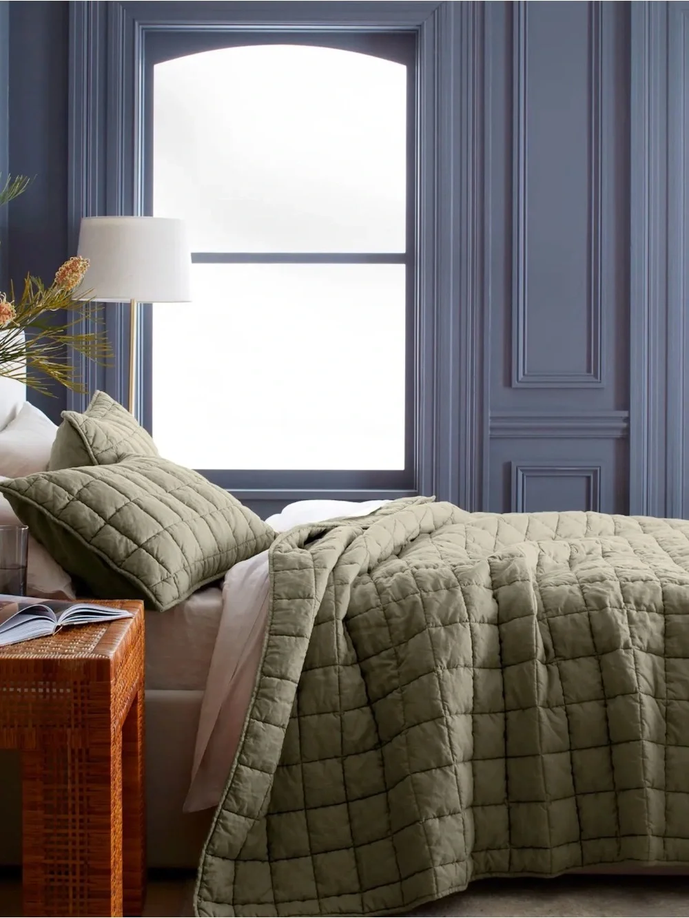 Quince NWOT European Linen Box Quilt - Dusty Olive - Queen